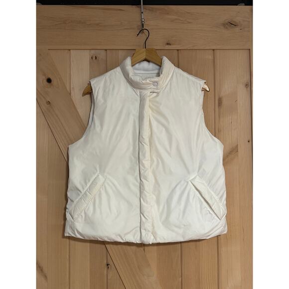 J. Crew | Down Zip Up Puffer Vest in Cream | Size Large - Picture 1 of 11